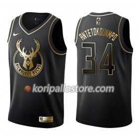 Milwaukee Bucks Giannis Antetokounmpo 34 Nike Musta Golden Edition Miesten Pelipaidat Swingman 